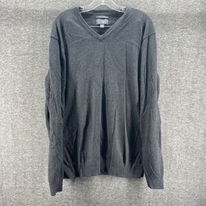 Wallin Bros Sweater Mens XL Gray Long Sleeve Vneck Golf Preppy Cashmere